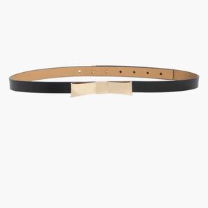 Black Skinny Belt with Gold Bow Accent - Women Accessories